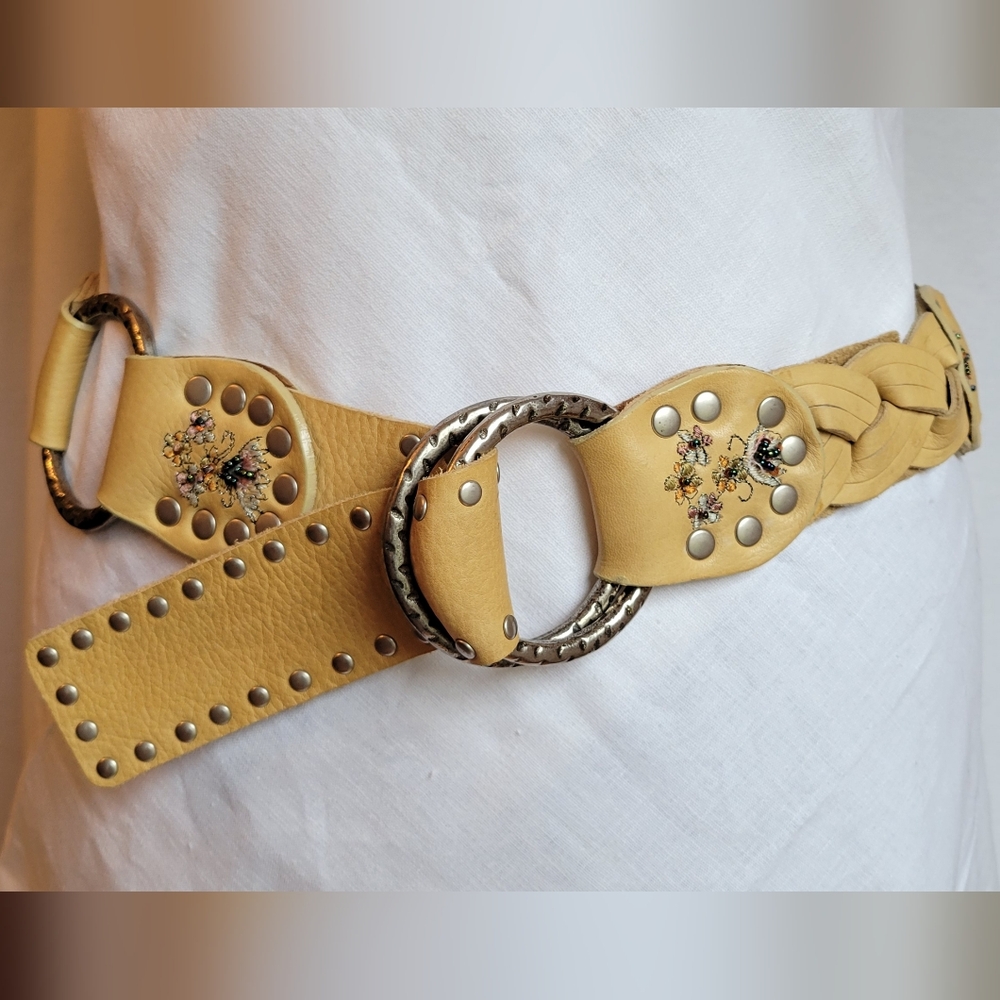 Betsey Johnson, Embroidered Leather Belt, size S/M